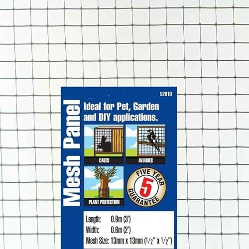 Blooma Cage & Aviary Mesh Panel 0.6 x 0.9m 25mm, 13mm (Chicken Wire Galvanised Netting Fence, Garden Fencing) (1, 13mm x 13mm) (52010B 52015B)