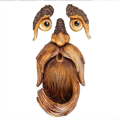 joyxiwa Baummonster Vogelfutterstation Rinde mit fünf Gesichtern Gartendeko Harz Basteln Baumschmuck für Terrasse Balkon Hof Baumschmuck Vogelfutterstation