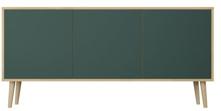 HEALANCY Kommode mit 3 Türen - Sideboard - Schrank - Komodenschrank - Highboard - Kleiderschrank Möbel - Flurkommode - Wohnzimmer Schlafzimmer Esszimmer Flur - Grün