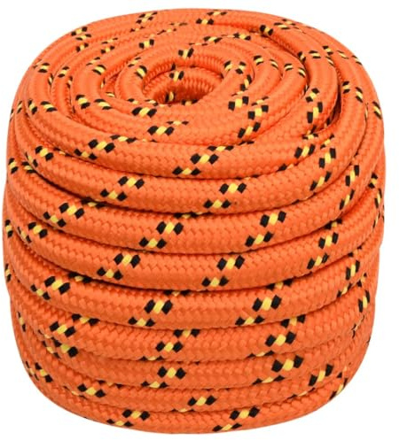 vidaXL Thick Polypropylene Boat Rope - Orange, 20mm Diameter, 100m Long - Ideal for Sailing, Camping, Dock Line, Washing Line