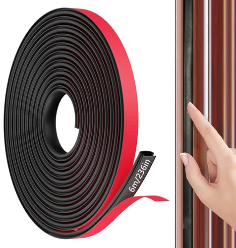 Guarnizione Finestra,Striscia Della Guarnizione in Gomma Adesiva,Gomma Sigillatura in Striscia Blindata,Paraspifferi Porta Finestre, Per Isolamento Acustico,Anti-Collisione(nero 6m)