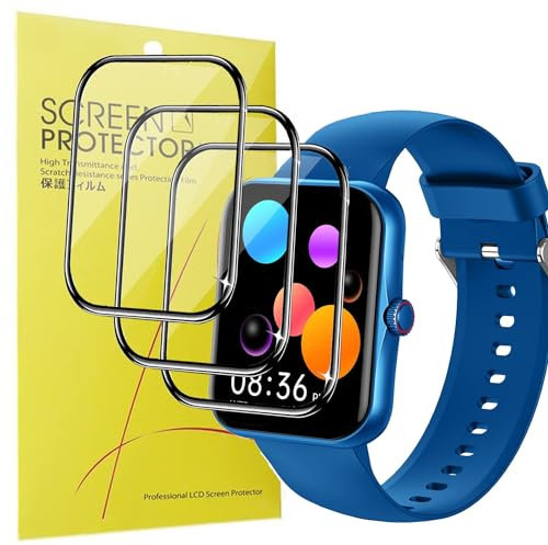 Blueshaweu Schutzfolie Kompatibel für PTHTECHUS Smartwatch Kinder 1,83 Zoll S80K, HD klar Flexible TPU Displayschutzfolie [3 Stück] für PTHTECHUS S80K Smartwatch (schwarz)