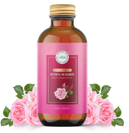 LEBBIO Rosenwasser - hoher Rosenölgehalt - feuchtigkeitsspendendes Gesichtswasser zur Gesichts- und Körperpflege 100% ohne Zusatzstoffe 250ml