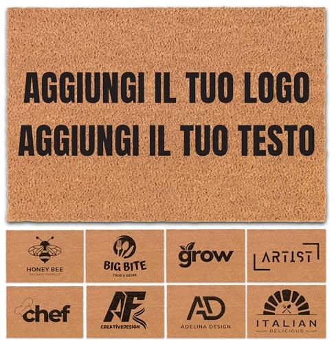 WELCOMAT - Zerbino Ingresso Esterno Personalizzato - Dimensioni 40x60 cm - Zerbino Ingresso Casa Simpatico, In Fibra Naturale di Cocco,