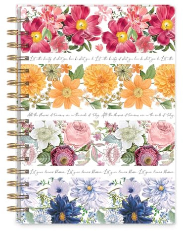 Punch Studio Notable Florals Floral Stripe, Hardcover Spiral-Tagebuch, 250 Seiten (50415)