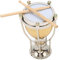 Instruments De Musique Miniatures, Mini Timbales Décoratives De 1,6 X 1,6 X 2,4 Pouces, Ornement De Timbales En Cuivre Exquis, Ornement De Modèle De Maison De Poupée En Bois Composite De Cuivre, Pour