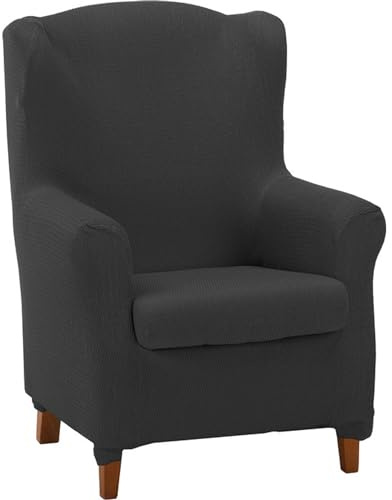 ECOMMERC3 Sofaüberwurf für Ohrensessel Überzug aus Duplex - Farbe Anthrazit - rutschfest und super verstellbar, 100% Made in Spain