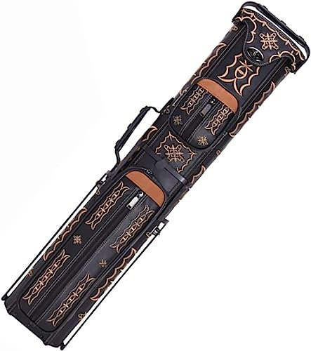 OPTEALMN Billard Queue Tasche 2 x 4 Billard-Queue-Aufbewahrungs-Tragetasche, tragbare Billard-Queue-Tasche aus PU-Leder, Billard-Queue-Röhren-Tragetasche, 1/2 Billard-Queue-Tasche-Embroidery||91CM