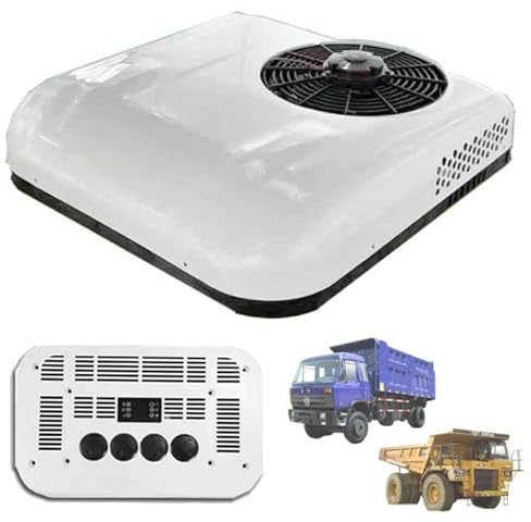 Climatiseur de toit pour camping-car – Climatiseur inverseur 12/24 V CC avec télécommande, climatiseur de stationnement pour camion, camping-car, véhicule de construction, pelle, grue,White-12V