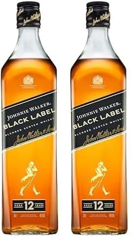 Johnnie Walker Black Label | Blended Scotch Whisky | 40% vol | 70cl | Layers of Smooth Flavour | Toffee | Fruit | Vanilla & Smoke | Classic Scottish Whisky to Sip Neat or in Drinks (Pack of 2)