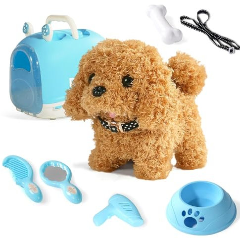 KBIBCK Hund Spielzeug Kinder, Elektronisches Haustier Hund mit Leine Spielzeug Kinder, Spielzeug Hunds der Läuft und Bellt, Interaktives Haustier Hunds Geschenk für Kinder Mädchen 3 4 5 6 7 8 9 Jahre