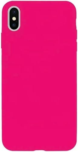 Cover in Silicone Liquido per iPhone XS Max, Custodia in Gomma Gel Morbida, Bianco (Fucsia)