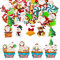Feliciay 60 Stück Essbare Weihnachten Tortendeko,Esspapier Tortendeko Weihnachten,Weihnachten Cupcake Topper,Essbare Weihnachten für Torte,Deko Torte für Weihnachten Cupcakes,Kuchen,Muffins,Party Deko