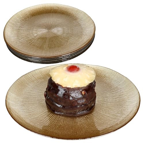 MamboCat 6er Set Kairo Gold Kuchenteller I elegante Glas-Teller mit goldenem Relief für 6 Personen I für Brötchen, Dessert, Salat & Co