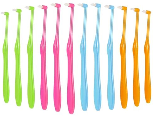14 Stück Tuft Zahnbürste, Tepe Compact Büschelzahnbürste, Zahnbürstenhalter, Manuelle Trimmzahnbürsten, für Kieferorthopädische Zahnspangen und Brücken,Tuft Zahnbürste