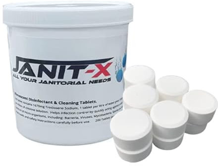 Chlorine Disinfectant Tablets x 200's | For Hot Tubs, Spas & Pools | Sealable Tub x 200 Tablets 640g White