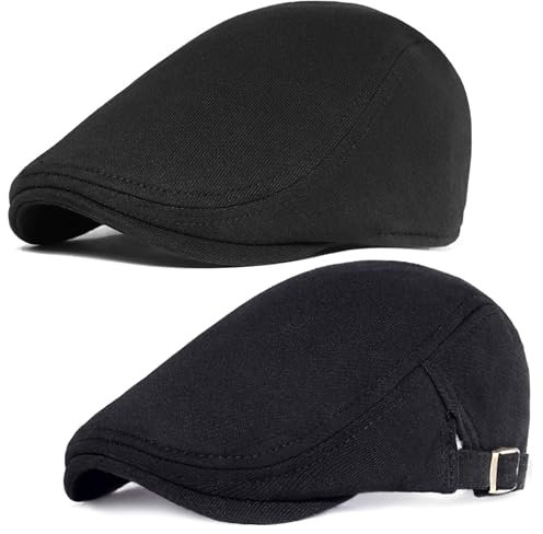 PORSYOND Herren Schirmmütze aus Baumwolle Schiebermütze Mann Baskenmütze Gatsby Newsboy Flatcap Herren Barett Cap 2-Stück-Satz