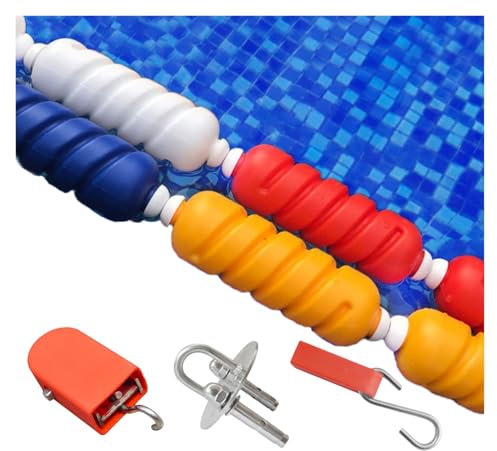 YINMAN Pool-Bahn-Teiler, Sicherheits-Trennseil-Kunststoff-Bojen-Set, Schwimmende Pool-Absperrung Mit Hakenzubehör, for Den Swimmingpool-Strand(Wire Rope,15m/49.2ft)