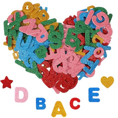 Ouligay 260 Stück Moosgummi Buchstaben Selbstklebend Glitzer Schaumstoff Moosgummi Buchstaben Selbstklebende Groß Bunte Alphabet Aufkleber für DIY Basteln Scrapbook Party