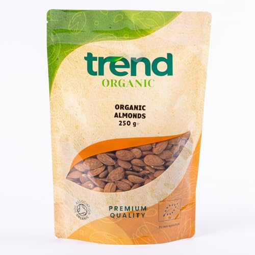 Trend Organic Almonds 250 g - Ideal for Snacking, Baking, and Nutrient-Rich Recipes - High Fibre, High Protein - Certified Organic, Vegan, Non-GMO, No Preservatives, Raw
