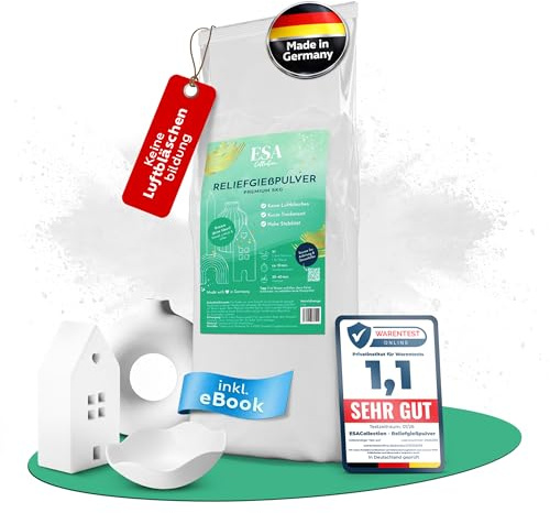 ESACollection Reliefgießpulver 5 KG PREMIUM I Bläschenfreies Gießpulver für DIY-Deko I Gießpulver weiß für Silikonformen, umweltfreundlich & Made in Germany