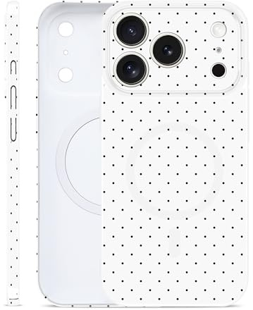 Aitipy Handyhülle Magnetische für iPhone 17 Pro Hülle, Aesthetic Polka-Dots Muster Motiv Design, Kompatibel mit MagSafe Ultra-Schlankes Design, Weiß