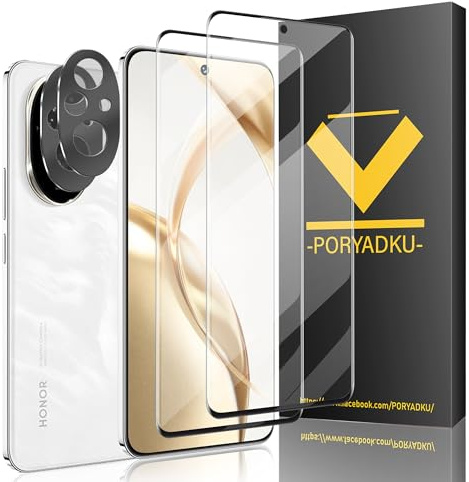 V-PORYADKU Protection D'écran pour Honor 200 5G 6,70 Pouces, Verre Trempé 2 Pièces + Caméra Protecteur 2 Pièces, Anti-empreintes digitales, 9H Dureté, Sans Bulle