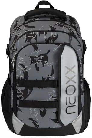 neoxx Schulrucksack mit Laptopfach Active Pro School Backpack Dragon Thunder grau