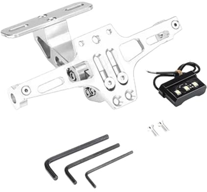 Bracket Folding License Motorcycle License Plate Holder Bracket Support Number Plate Turn Signal Light Fit For Yamaha MT07 Motorbike Registration Plate Holder(Silver (License))