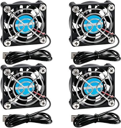 Joycabin 4 Stück 50mm USB Lüfter 5V PC Lüfter Gehäuselüfter 5010 Brushless Kühlkühler Ventilator 50x10mm Cooling Lüfter, CPU Lüfter zum Kühlen DIY PC Computer Gehäuse 3D Drucker Radiatoren