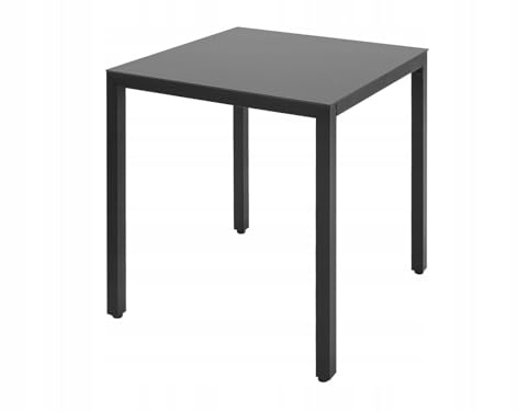 MAT-COMPANY Gartentisch Glastisch Bistrotisch Balkontisch 70x70cm Outdoor Garten Terrasse Schwarz mit schwarzer Glasplatte
