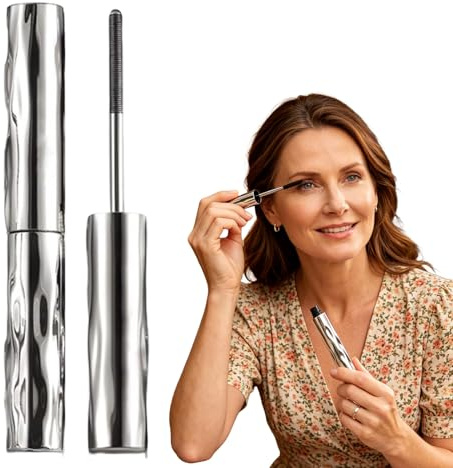 Mascara für ältere Frauen, Metal Mascara mit Metallbürste, Waschbare Metal Wand Mascara,Schwarz Wasserfeste Wimperntusche 3D Super Curling, Schnell Trocknend und Wischfes (1)