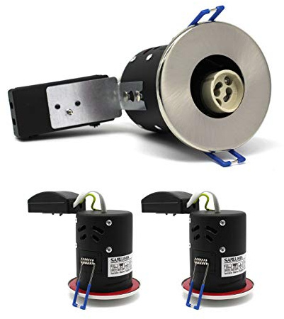sanlumia 2 X LED Fire Rated Downlight Can GU10 Recessed Ceiling Twist & Lock Interchangeable Downlight IP20 Satin Nickel