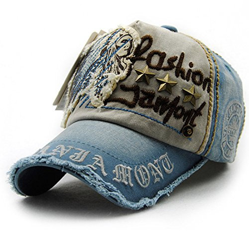 Kuyou Vintage Baseball Mütze Caps Distressed Sport Trucker Hat (Hellblau)