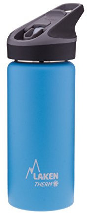 Laken Jannu, Bottiglia d'acqua termica e isolante in acciaio INOX per bambini, borraccia bocca larga, Blu, 500 ML