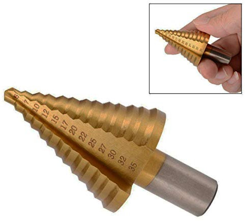 HSS Stufenbohrer 5-35mm Hex Shank Titanium Schälbohrersatz Set Kegelbohrer 13 Schritte Runde Schaft Gerade Flöte Schritt Bohrer Schneiden Löcher Werkzeug für Edelstahl Metall Holz Kunststoff