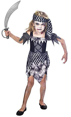 Amscan - Kids Halloween Zombie Pirate Girls Fancy Dress Costume Age: 9-12 Years