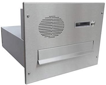 B-04 Edelstahl Mauerdurchwurf Briefkasten mit Klingel & Sprechsieb (Tiefe: 38,5 cm) - LETTERBOX24.de
