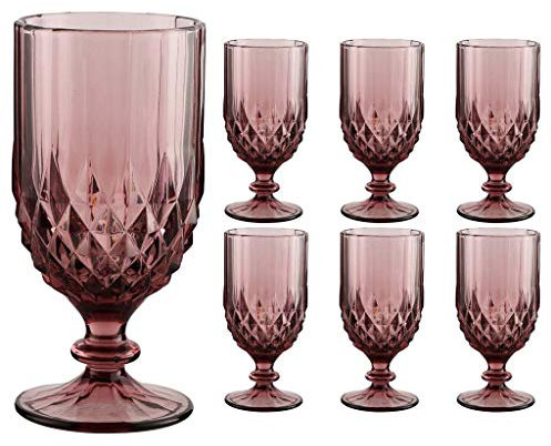 Wine Glasses Set of 6 Pink 340ml Dishwasher Safe Goblets Alfresco Dining Glassware