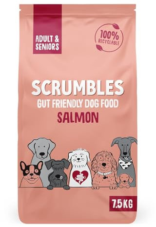 Scrumbles Natural Dry Dog Food, Grain Free Recipe with Fresh Salmon, for Adults and Senior Breeds, 7.5 kg Bag