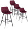 WOLTU 4 X Tabouret de Bar Bistro Chaise de Bar Assise rembourrée en Velours avec Pieds et Repose-Pieds en métal,Bordeaux BH143bd-4