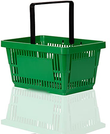 Einkaufskorb grün 22l Handkorb mit Tragebügel | Kunststoffkorb stapelbar | Tragekorb stabil | Plastikkorb lebensmittelgeeignet | Shopping-Basket