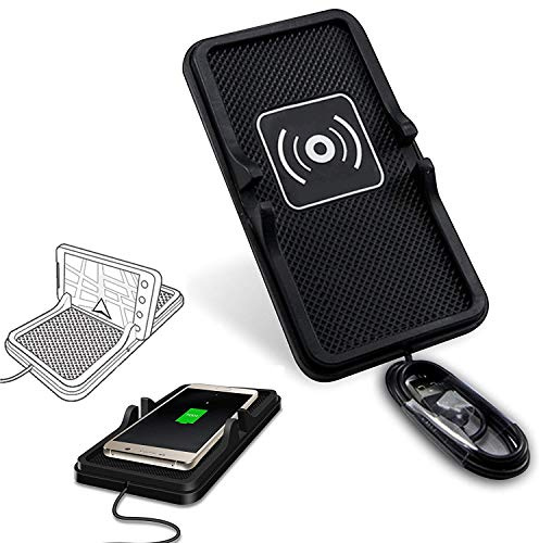 Riloer Wireless Car Charger Mat 2-in-1-Armaturenbrettmatte mit QI-Schnellladung Silicone Pad Autohalterung für iPhone X, iPhone 8, iPhone 8 PlDE, Samsung Galaxy S9 / S8 / S7e