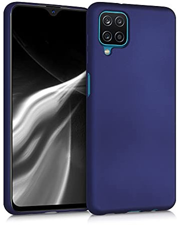 kwmobile Case kompatibel mit Samsung Galaxy A12 Hülle - Schutzhülle aus Silikon metallisch schimmernd - Handyhülle Metallic Blau