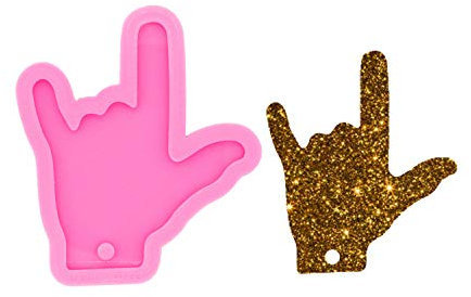 Super Shiny I Love You Sign Language Keychain Mold Resin Silicone Molds Epoxy Resin Craft Nacklace Pendant Jewelry Supplies Polymer Clay Molds Cake Decoration Silicone Mould