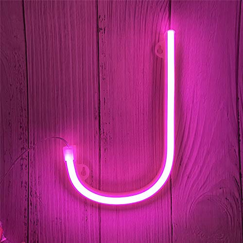 ENUOLI LED Neon Buchstaben Lichter Rosa Neonschild Leuchten Buchstaben Neonschild Batterie/USB Beleuchtete Buchstaben Neon Nachtlicht Dekor für Kinderzimmer,Hochzeit,Weihnachten,Valentinstag(J)