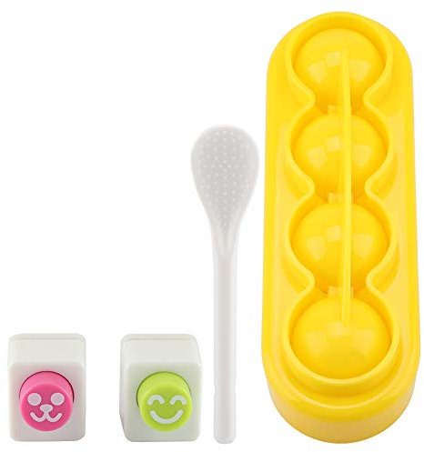 Cyrank Onigiri Form für Kinder, Reisballform Bento Box Zubehör mit Löffel & Ausdrucksprägegerät für Kinder, Erwachsene