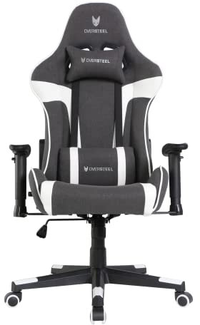 Oversteel - ULTIMET Professional Gaming Stuhl, Atmungsaktiver Stoff, 2D-Armlehnen, Höhenverstellbar, 180° verstellbare Rückenlehne, Gasdruckfeder Klasse 3, Bis zu 120Kg, Schwarz/weiß