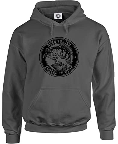 Dead Set Studio Angelgeschenke für Männer - Geboren zum Angeln - Lustiges Herren-Geschenk-Hoodie, Angelbekleidung für Männer, stahlgrau, M