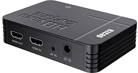 PMSUN HDMI AV Video Capture Card HD 1080P Game Recorder mit HDMI Ausgang,kompatibel mit Xbox One/360/ PS4/Wii U Switch/VHS/Camcorder,unterstützt Mikrofoneingang für Kommentare-kein PC erforderlich